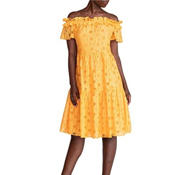 Trina Turk Margery Off-the-Shoulder Eyelet Midi Dress Size S - Picture 1 of 15